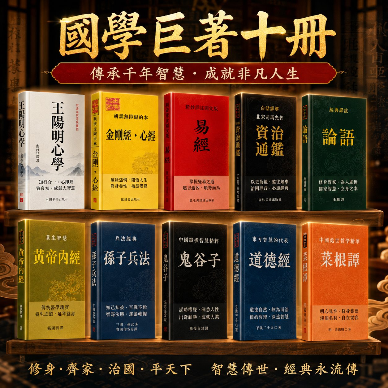 國學經典書籍組合宣傳圖